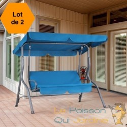 Balancelle de jardin 2 places bleue 140 cm de long