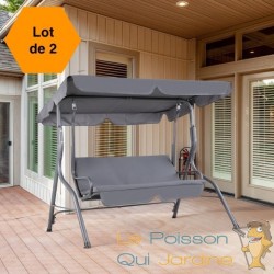 Balancelle de jardin 2 places Grise Anthracite 140 cm de long