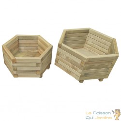 2 Jardinières Bois Pin Avec Pieds 60 et 50 cm. Aspect naturel, Très tendance. Jardin, Patio, Balcon