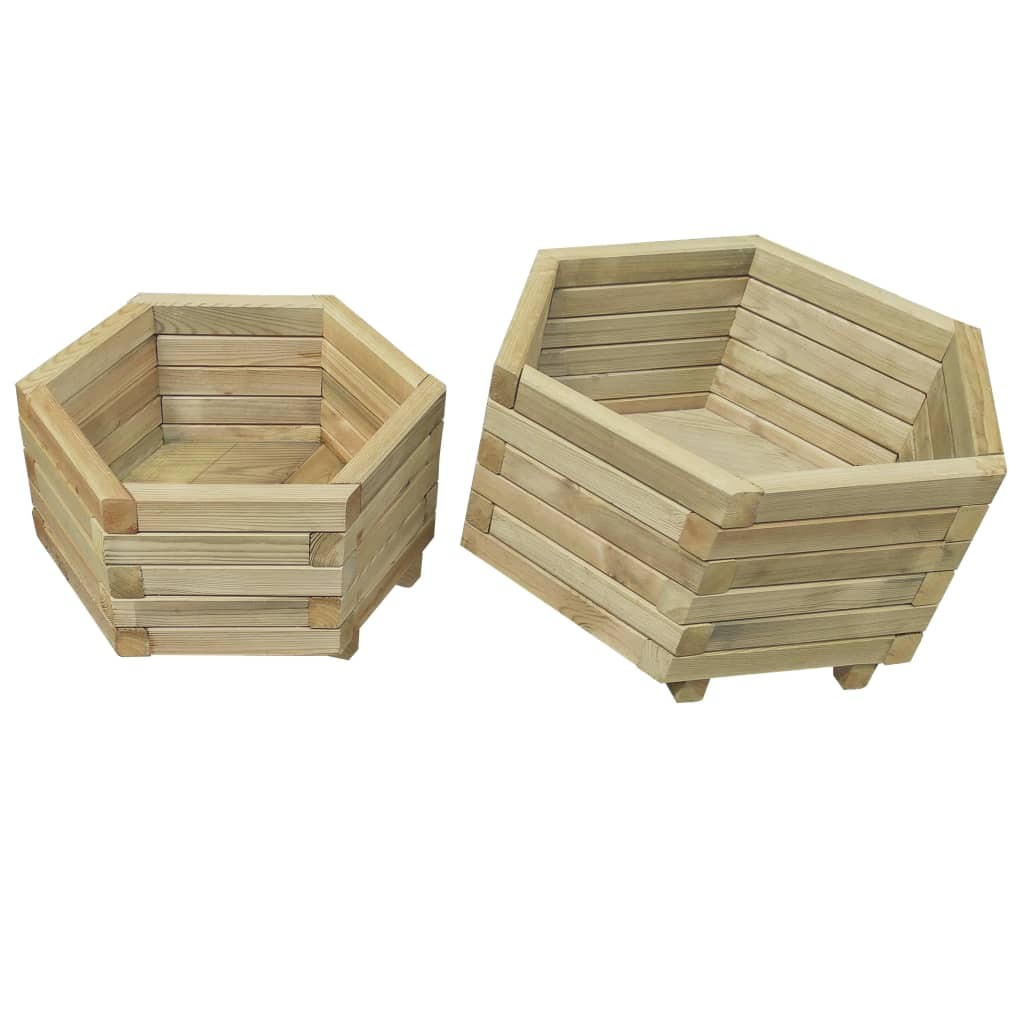 2 Jardinières Bois Pin Avec Pieds 60 et 50 cm. Aspect naturel, Très tendance. Jardin, Patio, Balcon