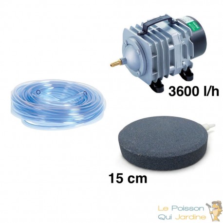 Set Aérateur Bulleur 15 cm Bassin De Jardin De 2000 À 5000 L. Pompe à air bassin + accessoires