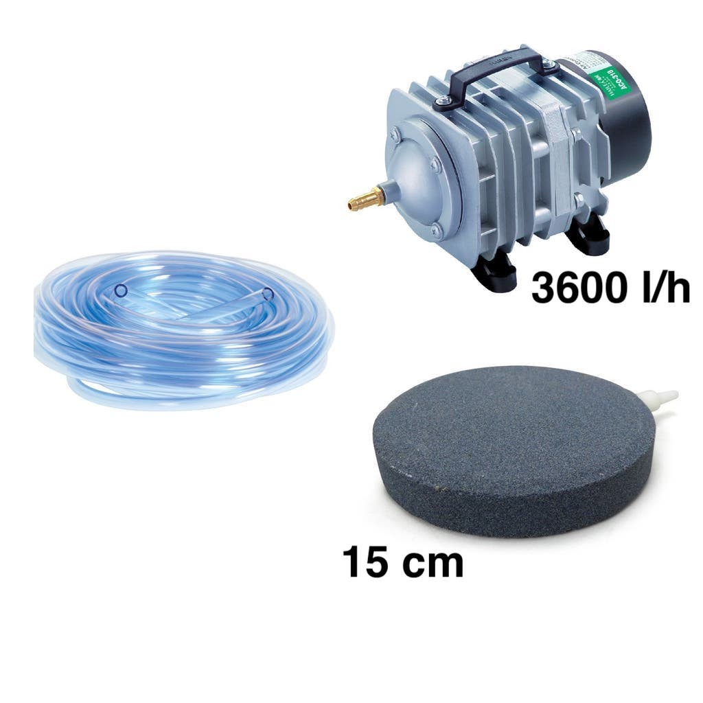 Set Aérateur Bulleur 15 cm Bassin De Jardin De 2000 À 5000 L. Pompe à air bassin + accessoires