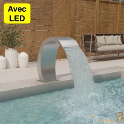 Cascade - Fontaine incurvée Inox + LED Bassin De Jardin & Piscine 22 X 60 X 70 cm