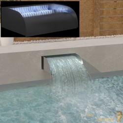 Cascade - Fontaine incurvée + LED Inox Bassin De Jardin & Piscine 45 x 34 x 14 cm