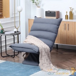 Fauteuil Design, Chill et Relax Tissu GRIS/BLEU. Idéal pour la relaxation et le bien-être