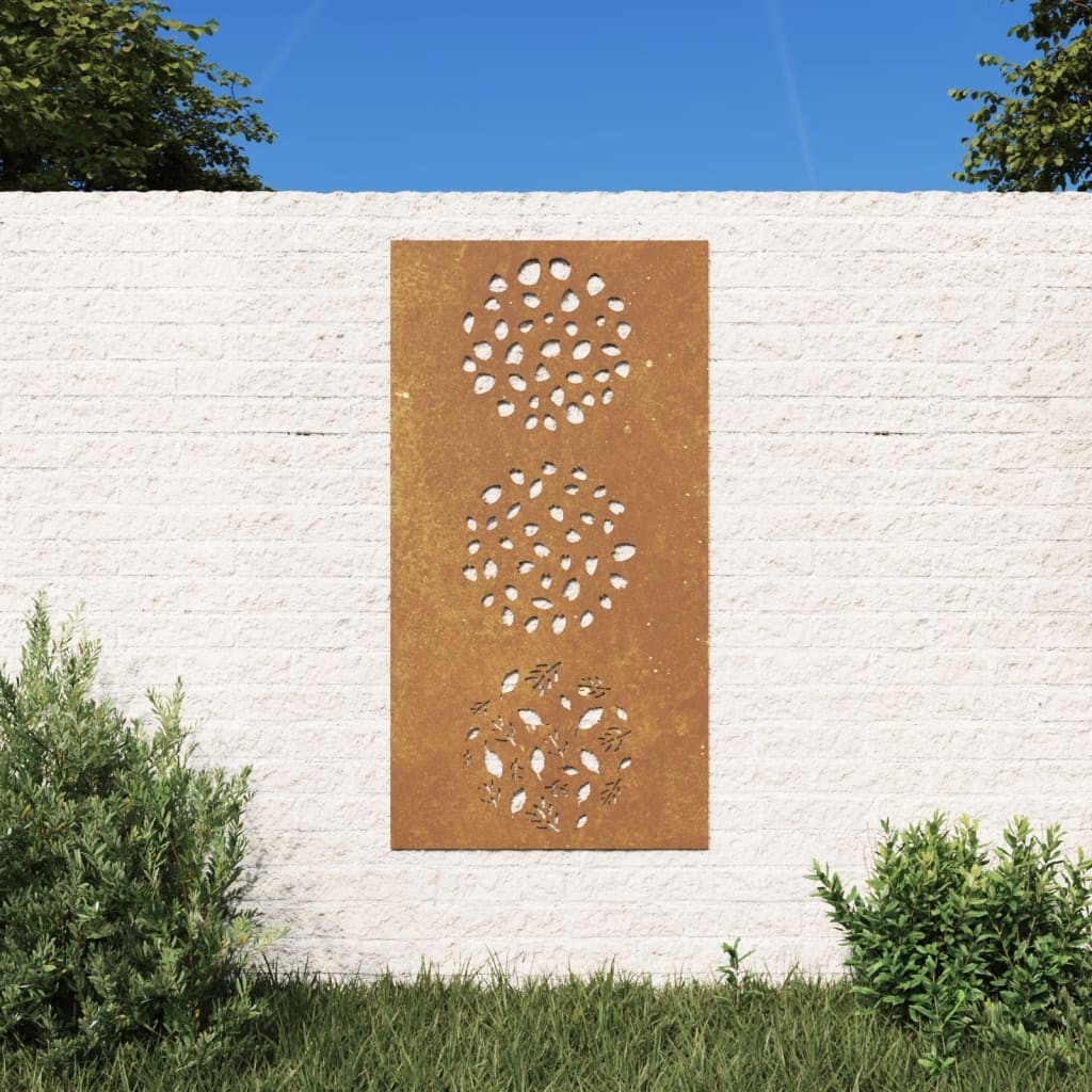 Plaque Tableau Décoration Murale Jardin : 3 Feuilles. En Corten