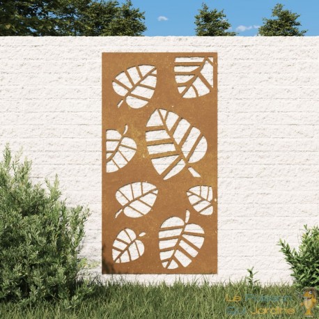 Plaque Tableau Décoration Murale Jardin : Feuilles de plantes. En Corten