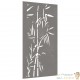 Plaque Tableau Décoration Murale Jardin : Feuilles et Tiges de Bambou. En Corten