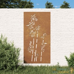 Plaque Tableau Décoration Murale Jardin : Grand Bambou. En Corten