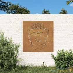 Plaque Tableau Décoration Murale Jardin 55 cm de long: Bouddha En Corten