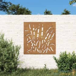 Plaque Tableau Décoration Murale Jardin 55 cm de long: Roseau En Corten