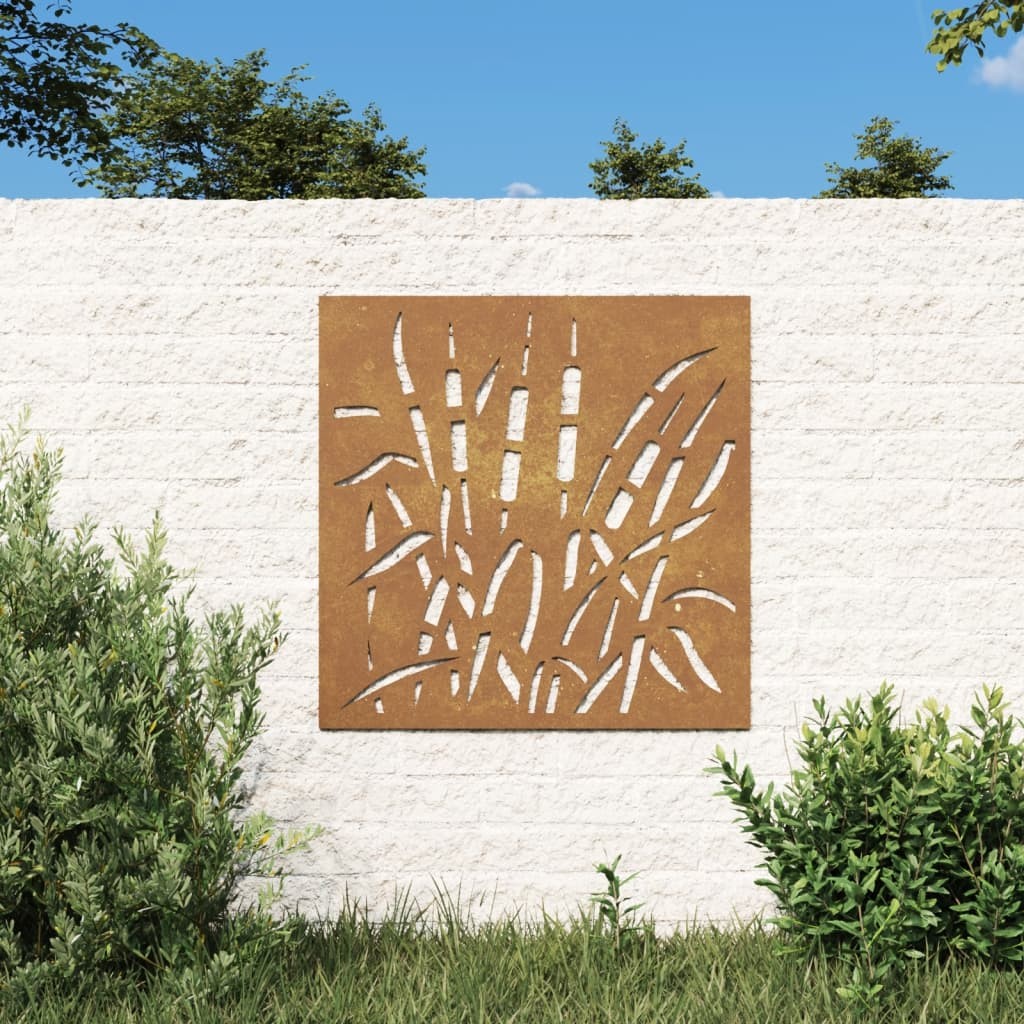 Plaque Tableau Décoration Murale Jardin 55 cm de long: Roseau En Corten