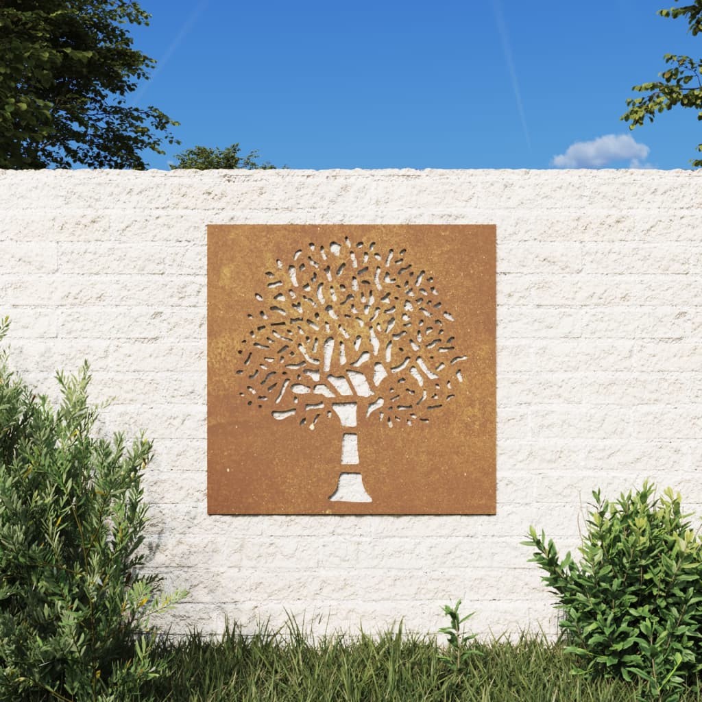 Plaque Tableau Décoration Murale Jardin 55 cm de long: Arbre En Corten