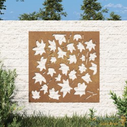 Plaque Tableau Décoration Murale Jardin 55 cm de long: Feuilles d'érable En Corten