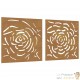 Plaque Tableau Décoration Murale Jardin Diptyque 55 cm de long : Rose En Corten