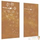 Plaque Tableau Décoration Murale Jardin Diptyque 105 cm de long : Fines Fleurs En Corten