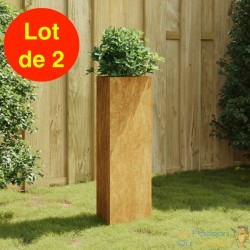 Lot de 2 Jardinières Acier Corten Triangle 40 X 34 X 75 cm. Aspect Rouille, Très tendance. Jardin, Patio, Balcon