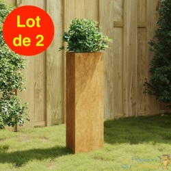 Lot de 2 Jardinières Acier Corten Triangle 50 X 43 X 75 cm. Aspect Rouille, Très tendance. Jardin, Patio, Balcon