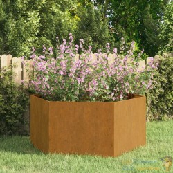 Jardinière Acier Corten Hexagonale 90 X 90 X 45 cm. Aspect Rouille, Très tendance. Jardin, Patio, Balcon