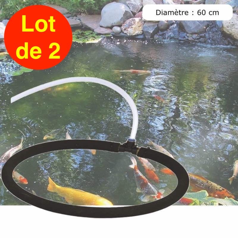 Lot de 2 Diffuseurs D'Air Poreux 60 cm Pour Bassins De Jardin + Tuyau