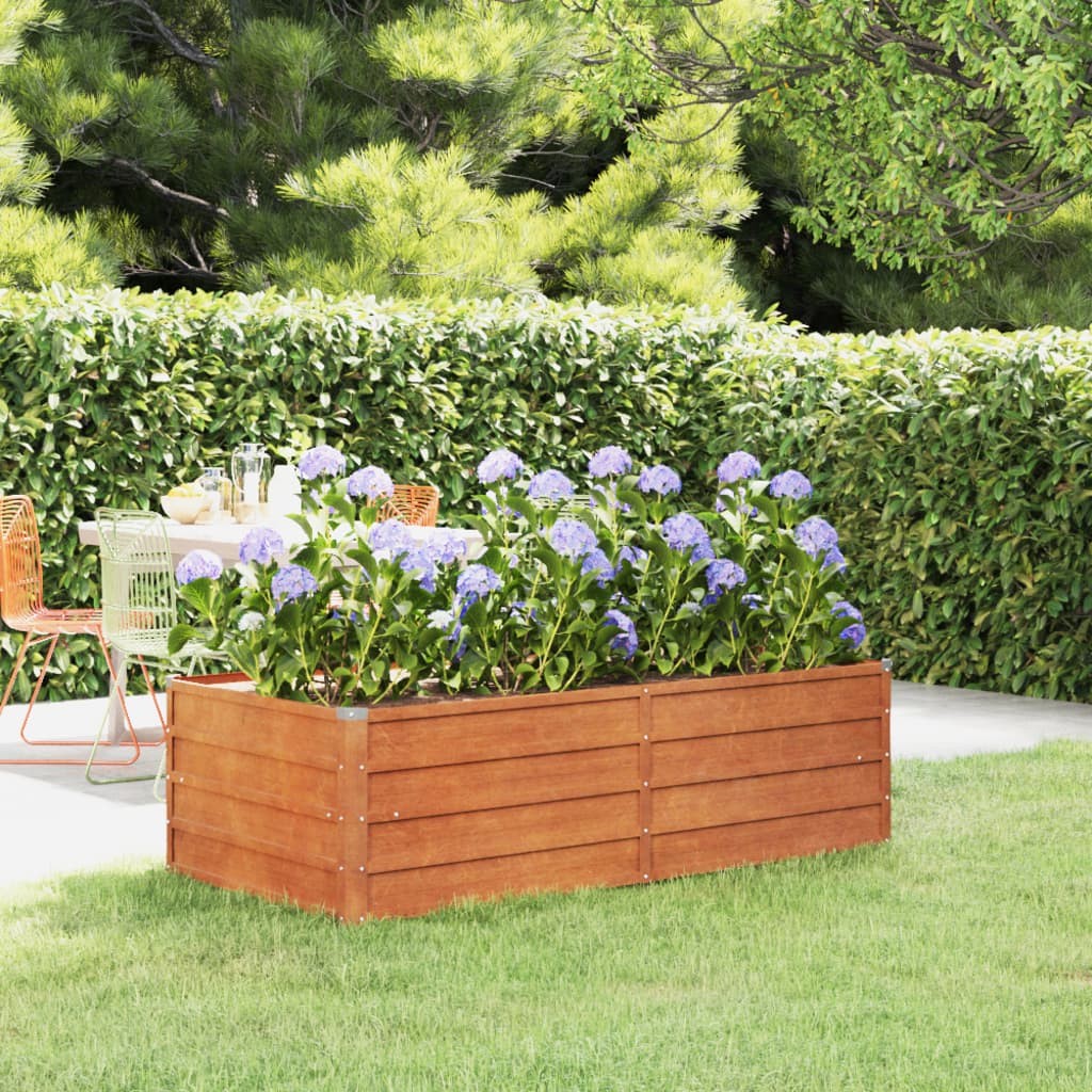 Jardinière Relief Acier Corten 160 X 80 X 45 cm. Aspect Rouille, Très tendance. Jardin, Patio, Balcon