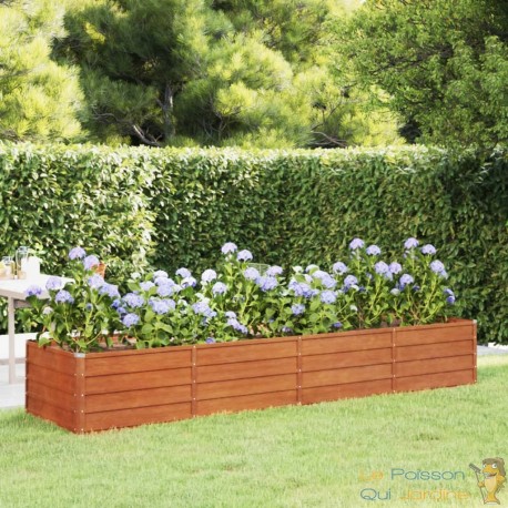 Jardinière Relief Acier Corten 320 X 80 X 45 cm. Aspect Rouille, Très tendance. Jardin, Patio, Balcon