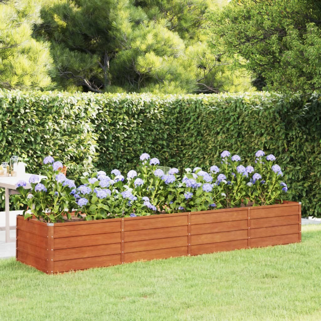 Jardinière Relief Acier Corten 320 X 80 X 45 cm. Aspect Rouille, Très tendance. Jardin, Patio, Balcon