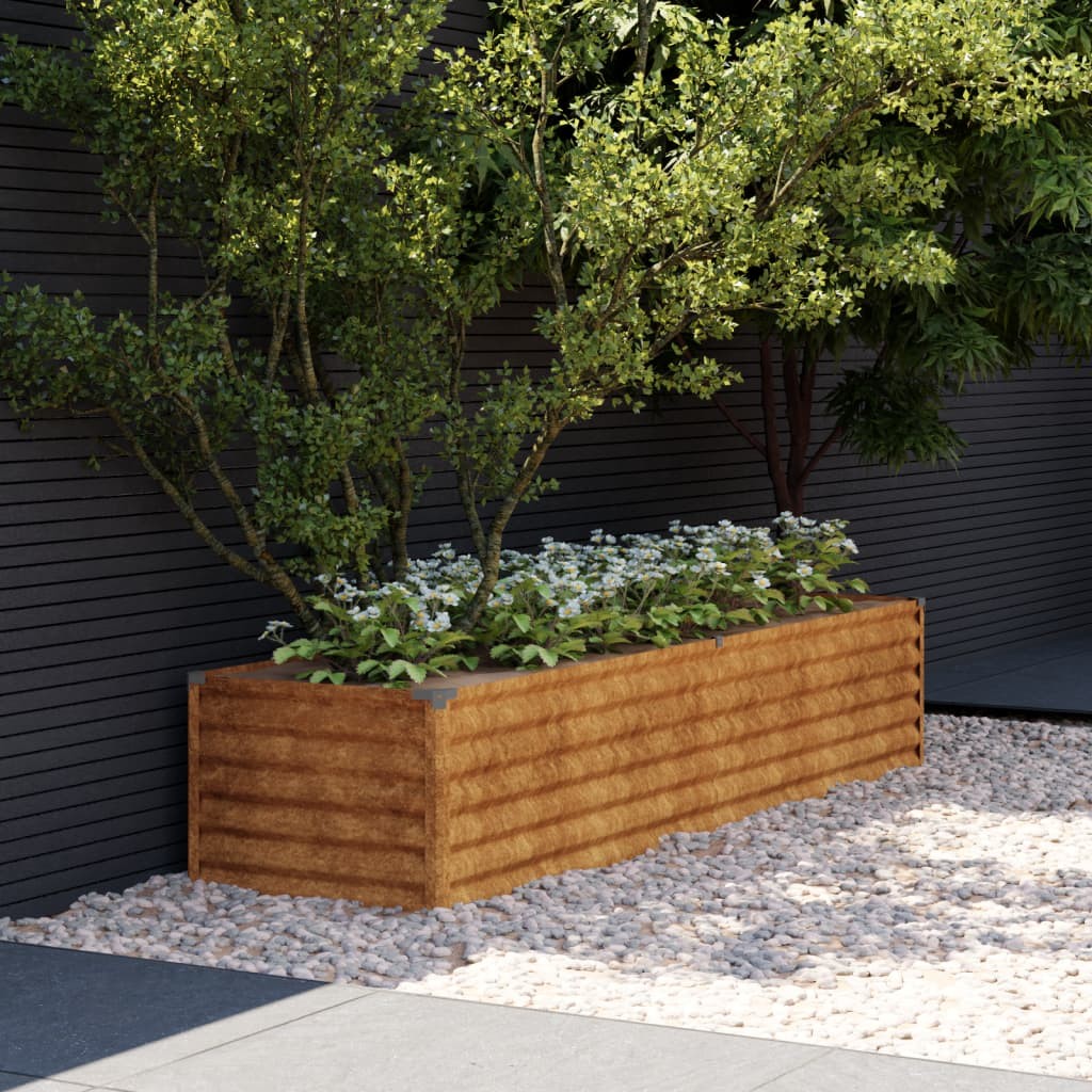Jardinière Relief Acier Corten 194 X 50 X 36 cm. Aspect Rouille, Très tendance. Jardin, Patio, Balcon