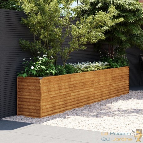 Jardinière Relief Acier Corten 385 X 50 X 69 cm. Aspect Rouille, Très tendance. Jardin, Patio, Balcon