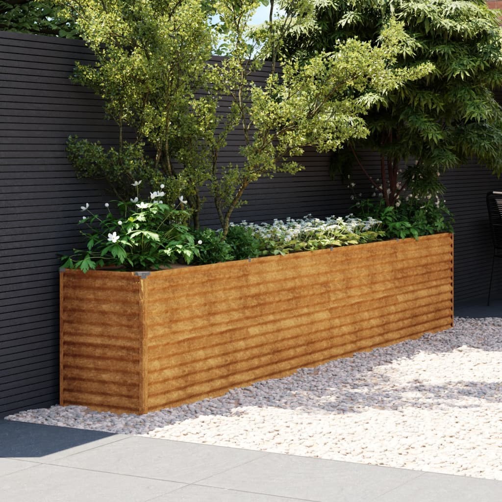 Jardinière Relief Acier Corten 385 X 50 X 69 cm. Aspect Rouille, Très tendance. Jardin, Patio, Balcon