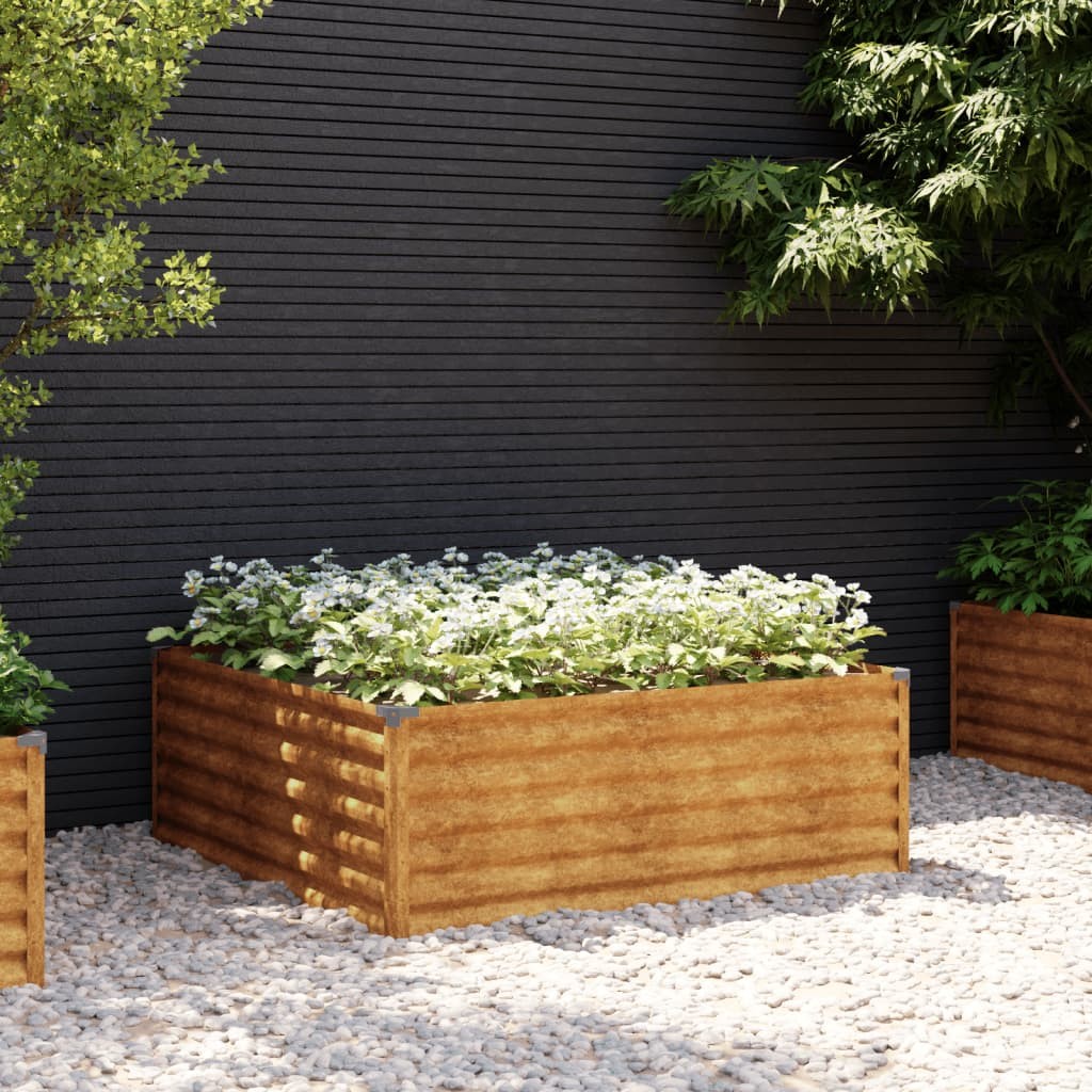 Jardinière Relief Acier Corten 100 X 100 X 36 cm. Aspect Rouille, Très tendance. Jardin, Patio, Balcon