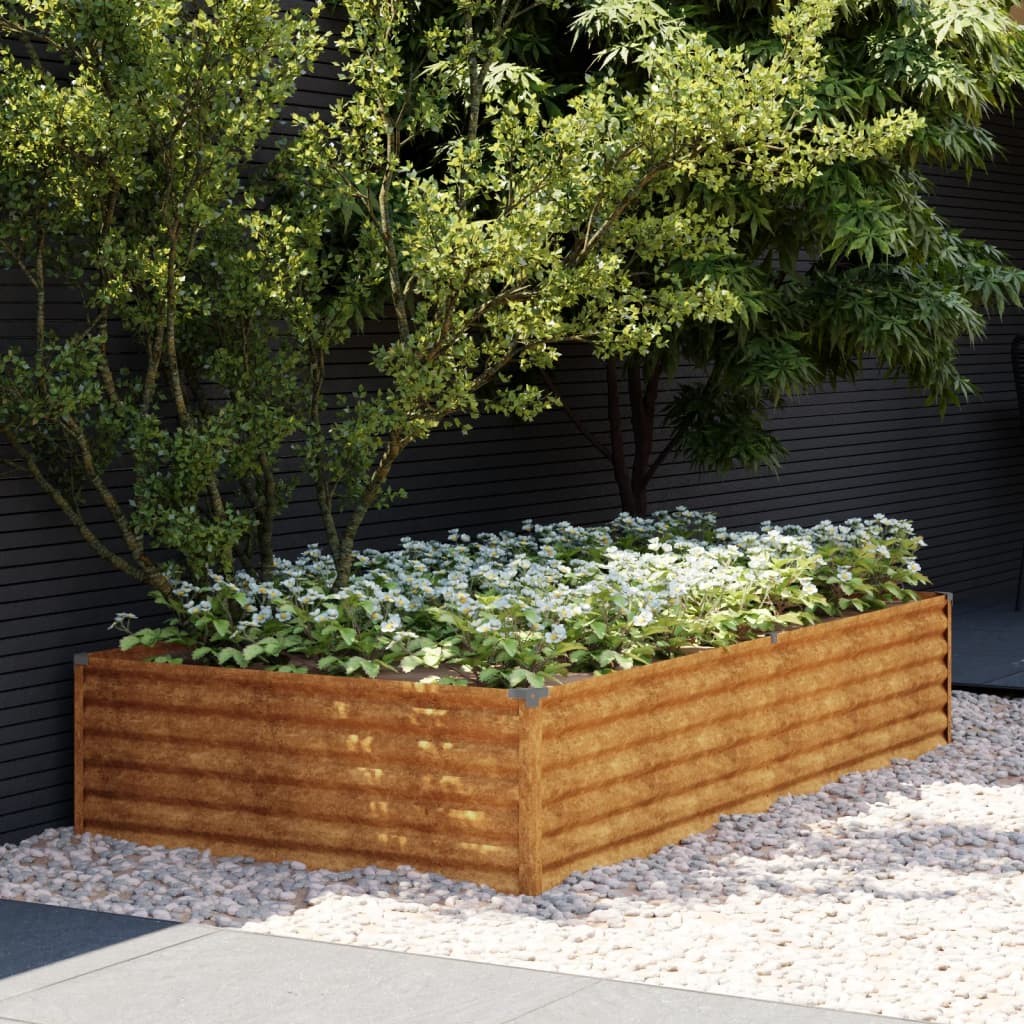 Jardinière Relief Acier Corten 195 X 100 X 36 cm. Aspect Rouille, Très tendance. Jardin, Patio, Balcon