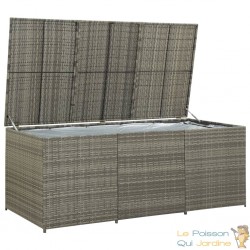 GRAND Coffre de jardin Gris Polyrotin 180 X 90 X 70. Rangement facile et discret