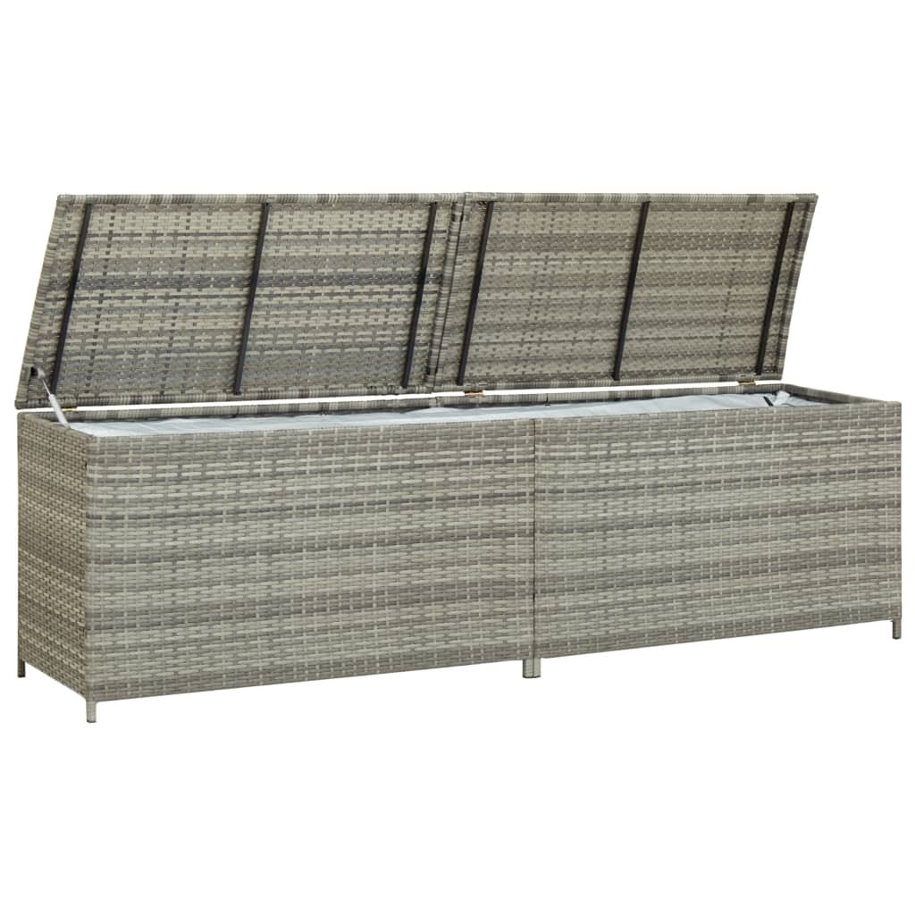 GRAND Coffre de jardin Gris Polyrotin 200 X 50 X 60 cm. Rangement facile et discret