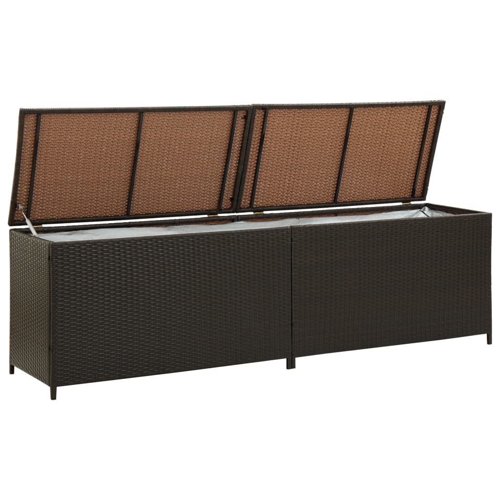 GRAND Coffre de jardin Marron Polyrotin 200 X 50 X 60 cm. Rangement facile et discret