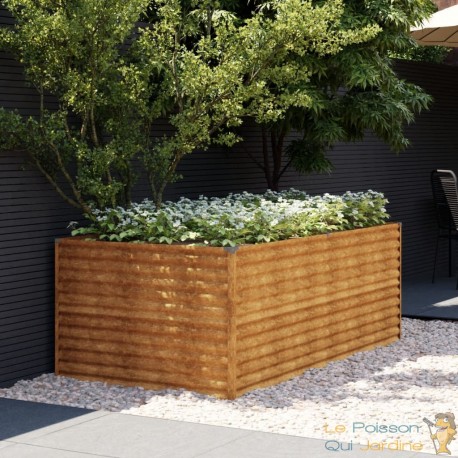 Jardinière Relief Acier Corten 196 X 100 X 69 cm. Aspect Rouille, Très tendance. Jardin, Patio, Balcon