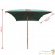 Grand Parasol Rectangle 300 X 200 cm Vert. Poteau en bois. Raffinement et Ombre Terrasse et Jardin