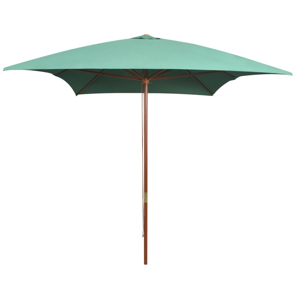 Grand Parasol Rectangle 300 X 200 X 250 cm Vert. Poteau en bois. Raffinement et Ombre Terrasse et Jardin