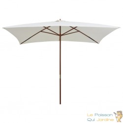 Grand Parasol Rectangle 300 X 200 X 250 cm Crème. Poteau en bois. Raffinement et Ombre Terrasse et Jardin