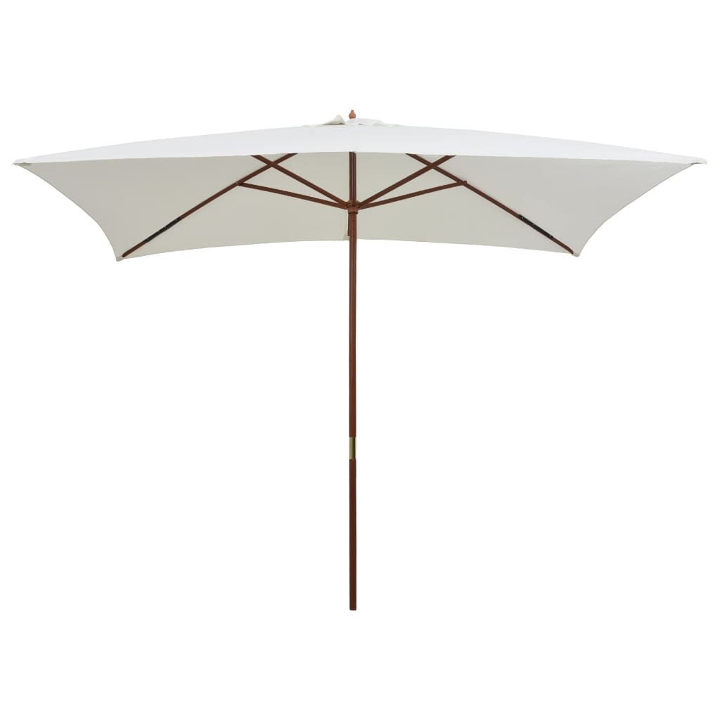 Grand Parasol Rectangle 300 X 200 X 250 cm Crème. Poteau en bois. Raffinement et Ombre Terrasse et Jardin