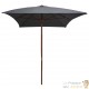 Grand Parasol Rectangle 300 X 200 X 250 cm Gris Anthracite. Poteau en bois. Raffinement et Ombre Terrasse et Jardin