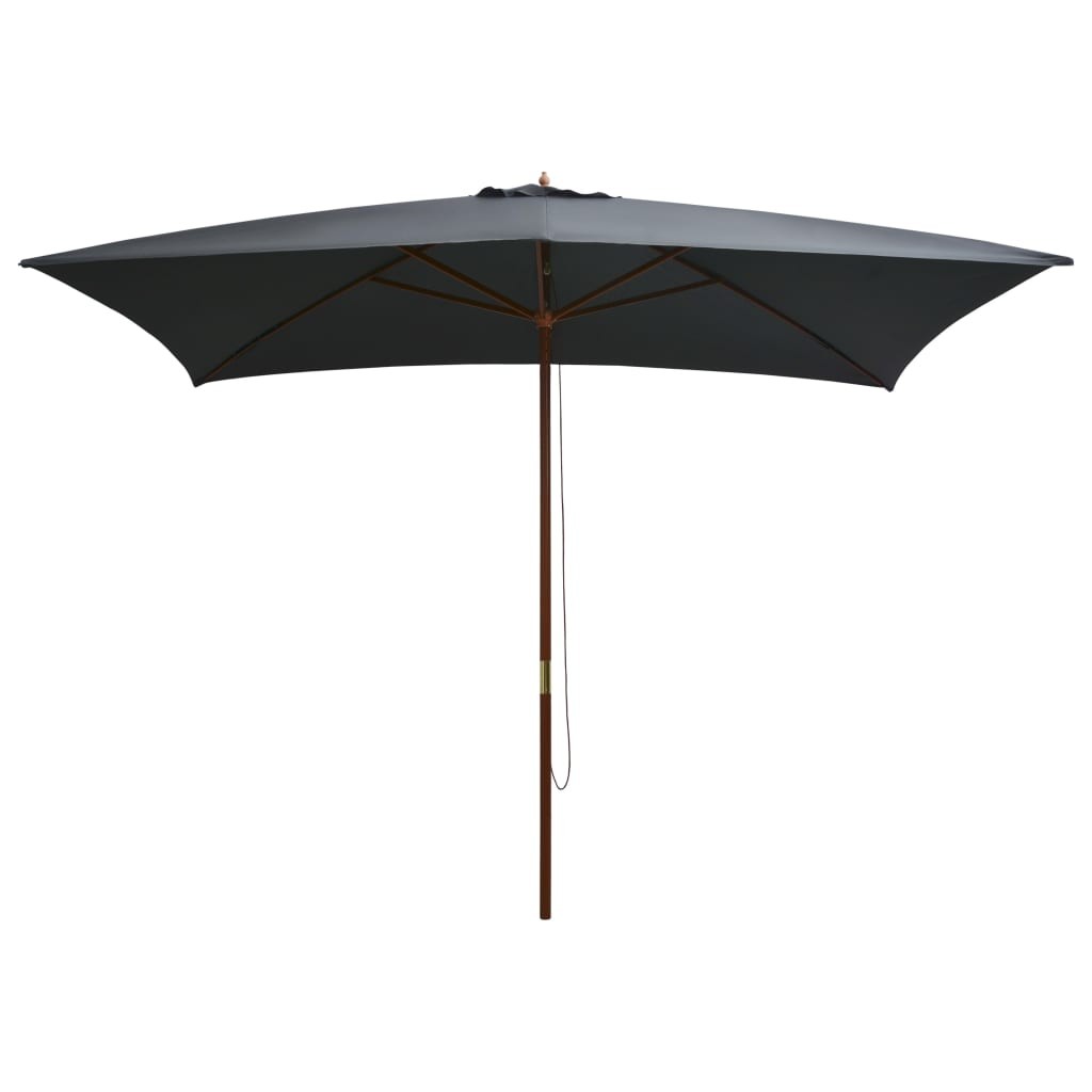 Grand Parasol Rectangle 300 X 200 X 250 cm Gris Anthracite. Poteau en bois. Raffinement et Ombre Terrasse et Jardin