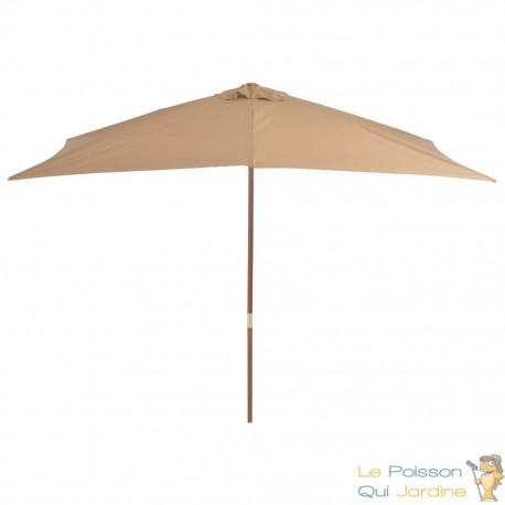 Grand Parasol Rectangle 300 X 200 X 250 cm Beige. Poteau en bois. Raffinement et Ombre Terrasse et Jardin