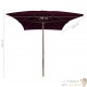 Grand Parasol Rectangle 300 X 200 X 250 cm Bordeaux. Poteau en bois. Raffinement et Ombre Terrasse et Jardin