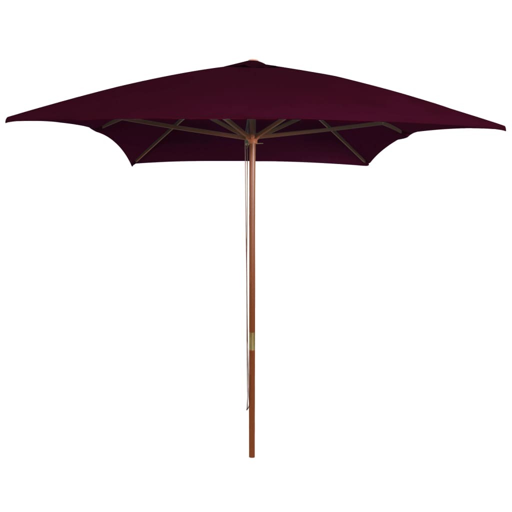 Grand Parasol Rectangle 300 X 200 X 250 cm Bordeaux. Poteau en bois. Raffinement et Ombre Terrasse et Jardin
