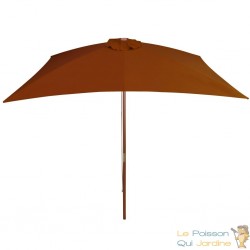 Grand Parasol Rectangle 300 X 200 X 250 cm Beige Foncé. Poteau en bois. Raffinement et Ombre Terrasse et Jardin