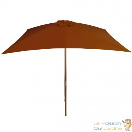 Grand Parasol Rectangle 300 X 200 X 250 cm Beige Foncé. Poteau en bois. Raffinement et Ombre Terrasse et Jardin