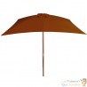 Grand Parasol Rectangle 300 X 200 X 250 cm Beige Foncé. Poteau en bois. Raffinement et Ombre Terrasse et Jardin