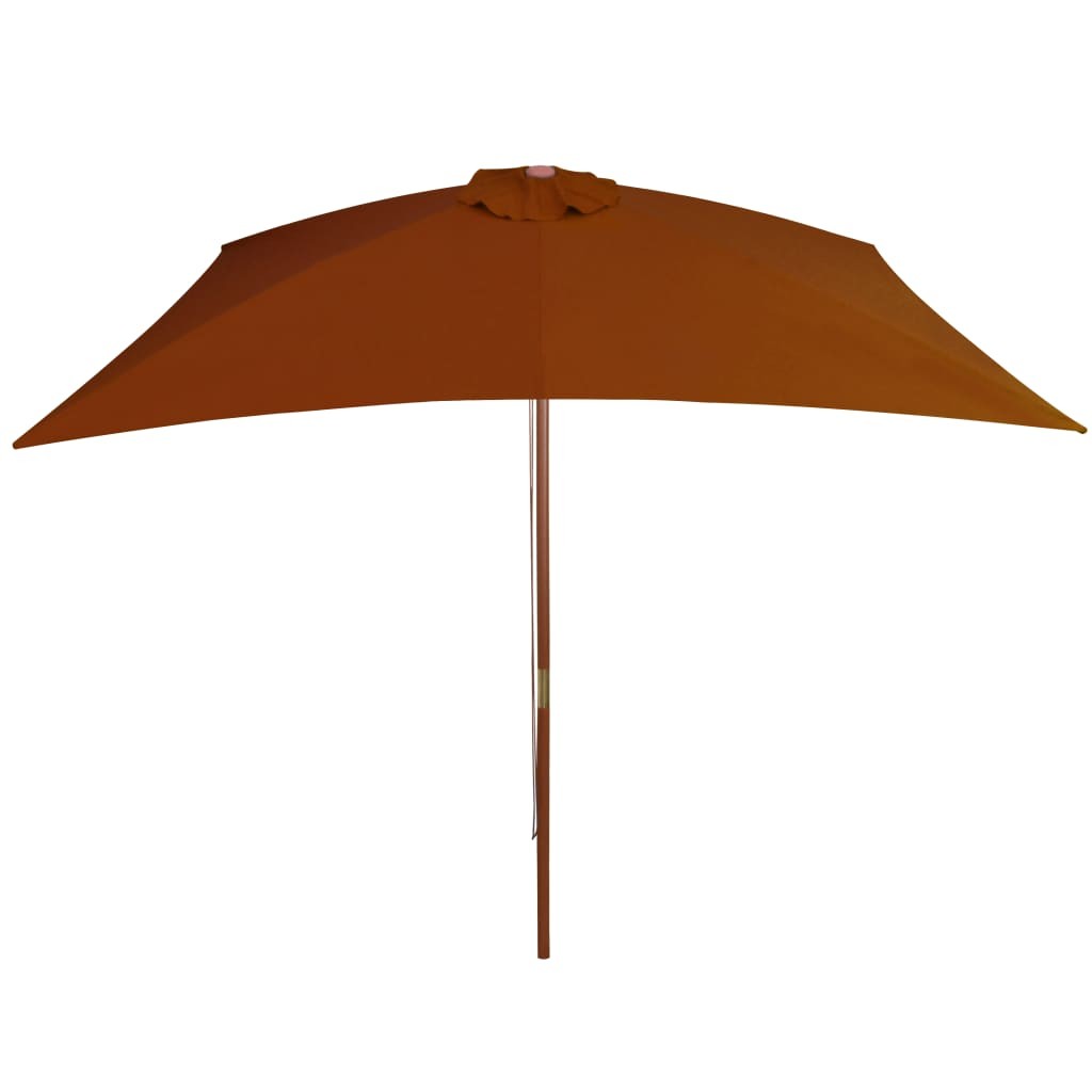 Grand Parasol Rectangle 300 X 200 X 250 cm Beige Foncé. Poteau en bois. Raffinement et Ombre Terrasse et Jardin