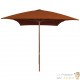 Grand Parasol Rectangle 300 X 200 X 250 cm Beige Foncé. Poteau en bois. Raffinement et Ombre Terrasse et Jardin